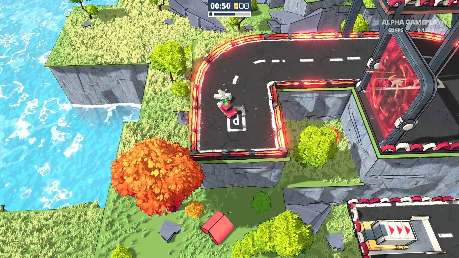 a red car parking